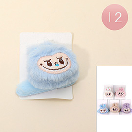 12PCS - Plush Monster Bunny Character Face Hair Clips
