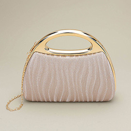 Shimmering Structured Evening Clutch Crossbody Bag
