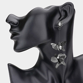 Bold Double Floral Cutout Drop Earrings