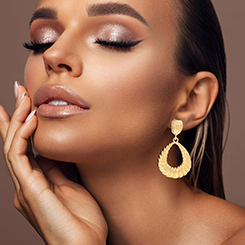 Sculpted Swirl Metal Teardrop Dangle Statement Earrings