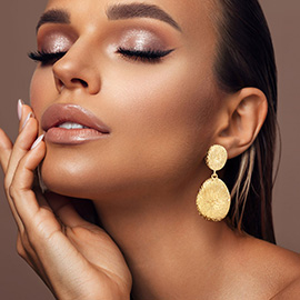 Bold Textured Metal Disc Drop Dangle Earrings