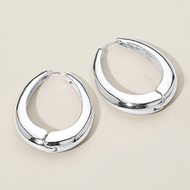 Silver Dipped Chunky Oval Huggie Hoop Earrings