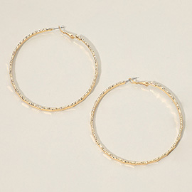 Gold Dipped Textured Hoop Earrings
