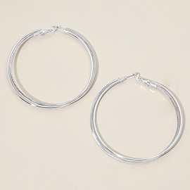 Silver Dipped Textured Layered Hoop Earrings