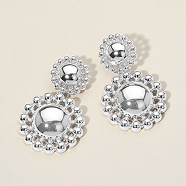 Silver Dipped Double Cluster Drop Earrings