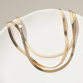 Gold Dipped Triple Layered Sleek Flat Snake Chain Necklace