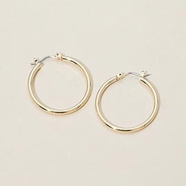 Gold Dipped Classic Pin Catch Hoop Earrings