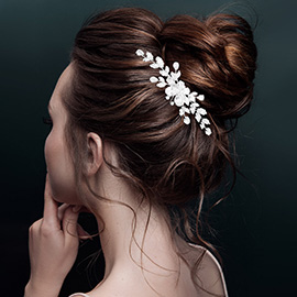 Elegant CZ Stone Cluster Floral Branch Hair Comb