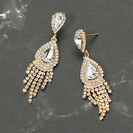 Teardrop Fringe Drop Evening Earrings