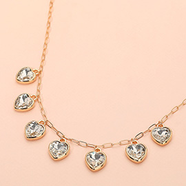 Heart Stone Charm Station Necklace