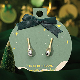 14K Gold Dipped Two Tone Sculpted Long Teardrop Earrings