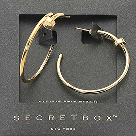 SECRET BOX_14K Gold Dipped Nail Head Hoop Earrings