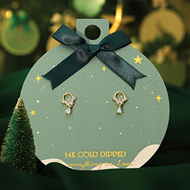 14K Gold Dipped Teardrop Stone Cluster Dangle Bow Earrings