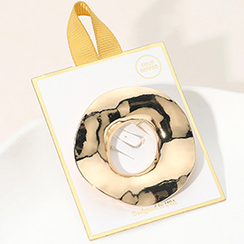 Gold Dipped Organic Abstract Round Pin Brooch