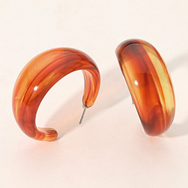 Chunky Marbled Resin Hoop Earrings