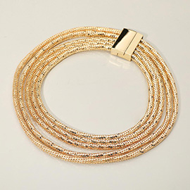 Bold Multi-Strand Textured Chain Statement Magnetic Necklace