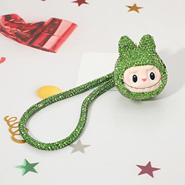 Bling Studded Monster Bunny Wristlet Keychain Bag Charm Phone Holder