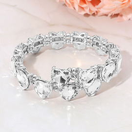 Heart Stone Cluster Link Adjustable Evening Bracelet