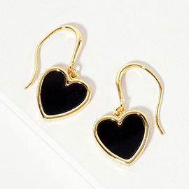 Gold Dipped Heart Drop Dangle Earrings
