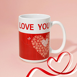 LOVE YOU Message Heart Print Valentine Mug Cup