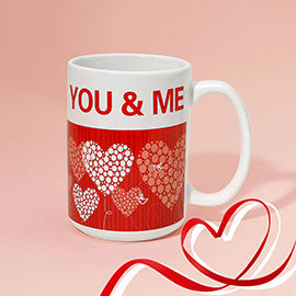 YOU ME Message Heart Print Valentine Mug Cup