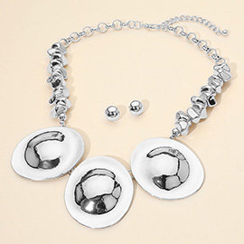 Bold Sculpted Disc Link Statement Necklace