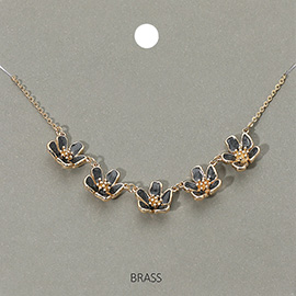 Enamel Flower Charm Station Accent Necklace