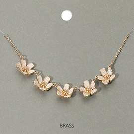 Enamel Flower Charm Station Accent Necklace