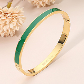 Stainless Steel Enamel Inlay Hinged Bangle Bracelet
