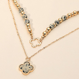 Layered Quatrefoil Pendant Accent Necklace