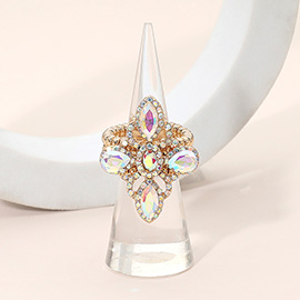 Vintage Floral Marquise Oval Stone Stretch Statement Ring
