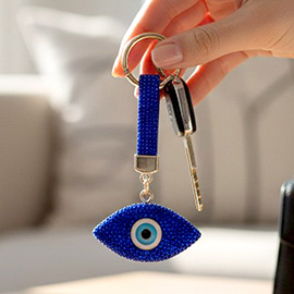 Bling Studded Evil Eye Bag Charm Keychain