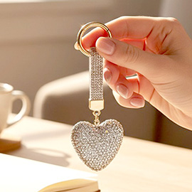 Bling Studded Heart Bag Charm Keychain