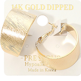 14K Gold Dipped Textured Wide Hoop Earrings