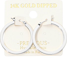14K Gold Dipped Hypoallergenic Classic Pin Catch Hoop Earrings