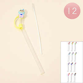12PCS - Monster Bunny Topper Reusable Straws