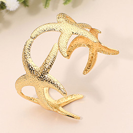 SECRET BOX_Stainless Steel Textured Starfish Link Cuff Bracelet
