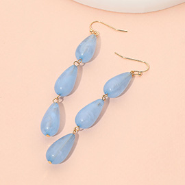 Triple Resin Teardrop Link Drop Earrings
