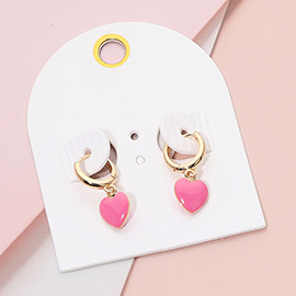 Heart Charm Dangle Huggie Hoop Earrings