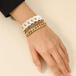 3PCS - Resin Metal Chain Link Multi Layered Bracelets