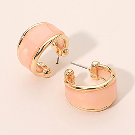 Modern Wide Marbled Resin Hoop Earrings