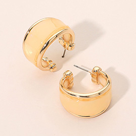Modern Wide Marbled Resin Hoop Earrings