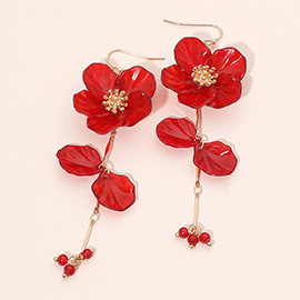 Resin Petal Floral Long Drop Earrings