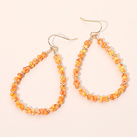 Beaded Open Teardrop Dangle Earrings