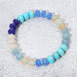Resin Pebble Beaded Stretch Bracelet