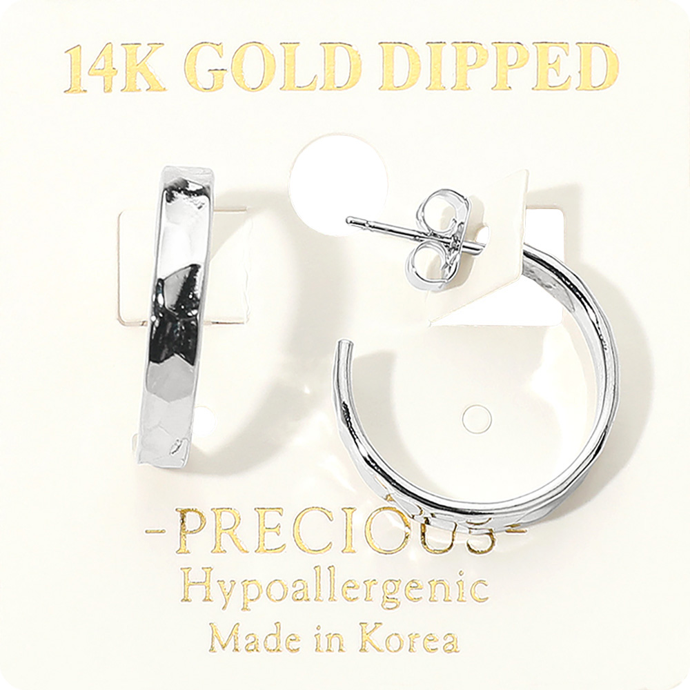 14K Gold Dipped Hypoallergenic Textured Hoop Earrings