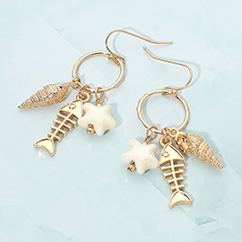 Whimsical Ocean-inspired Fish Shell Starfish Charm Drop Earrings