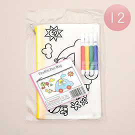 12PCS - Kids Graffiti Pen Bag Craft Set