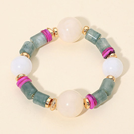 Mixed Resin Beaded Stretch Bracelet