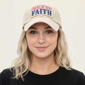 WALK BY FAITH Message Patch Vintage Baseball Cap